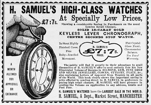 Antique advertisement from British magazine: Pocket watch