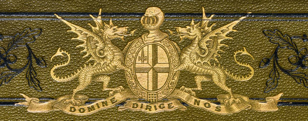 Antique image from British magazine: Emblem on book cover