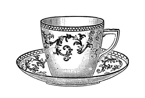 Antique image from British magazine: Tea cup