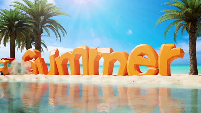 Animation of drive in summer vacation.