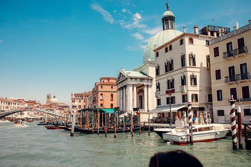 The buildings lining the majestic Grand Canal in Venice, Italy, stand as a testament to the city's architectural beauty.