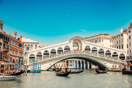 Famous Rialto Bridge over the Grand Canal in Venice, Italy