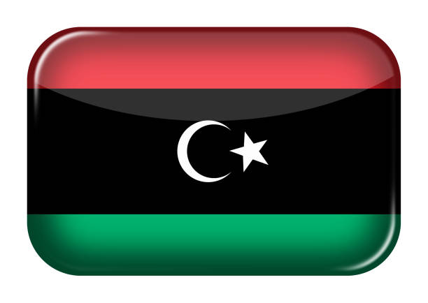 libyen-web-icon-rechteckschaltfläche mit beschneidungspfad-3d-illustration - libya flag libyan flag three dimensional shape stock-grafiken, -clipart, -cartoons und -symbole