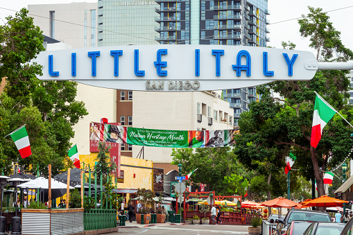 Littel Italy quarter sign in San Diego, California