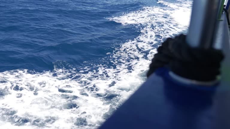 A sailing ship making waves and frothy water in 4k slow motion 60fps