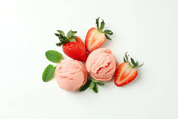 istock Tasty strawberry ice cream on white background 1500903894