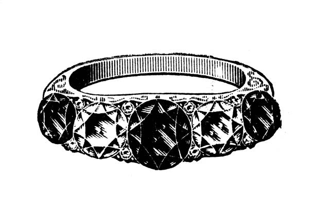 ilustraciones, imágenes clip art, dibujos animados e iconos de stock de imagen antigua de la revista británica: ring - brooch jewelry antique gem