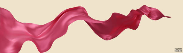 istock Flying pink silk textile fabric flag background. Smooth elegant pink Satin Isolated on beige Background for grand opening ceremony. Pink curtain. 3d vector illustration 1500906811