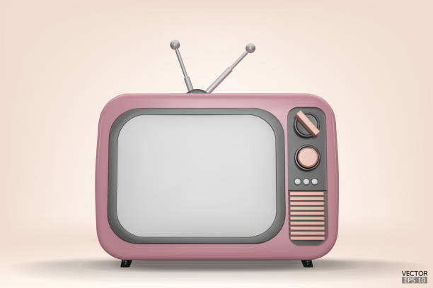istock 3D render pink Vintage Television Cartoon style isolate on background. Minimal Retro TV. Pink analog TV.  Old TV set with antenna. 3d vector illustration. 1500909094