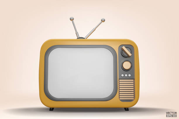 istock 3D render yellow Vintage Television Cartoon style isolate on background. Minimal Retro TV. Yellow analog TV.  Old TV set with antenna. 3d vector illustration. 1500909261