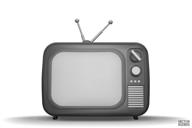 istock 3D render black Vintage Television Cartoon style isolate on background. Minimal Retro TV. Black analog TV.  Old TV set with antenna. 3d vector illustration. 1500909315