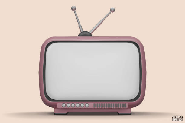 istock 3D render pink Vintage Television Cartoon style isolate on background. Minimal Retro TV. Pink analog TV.  Old TV set with antenna. 3d vector illustration. 1500910506