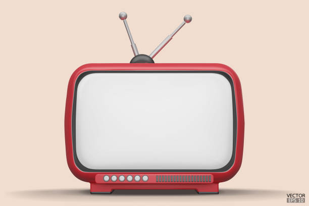 istock 3D render red Vintage Television Cartoon style isolate on  background. Minimal Retro TV. Red analog TV.  Old TV set with antenna. 3d vector illustration. 1500910560