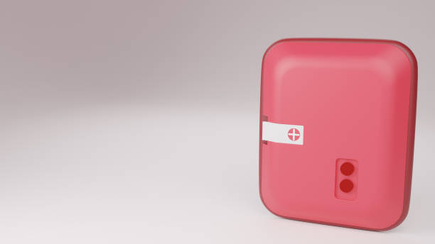 istock 3d render red medical instrument kit illustration with empty space on the white background 1500910658