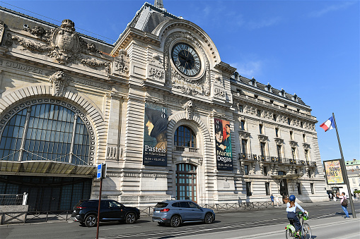 Palais Bourbon : National Assembly building (Assemblée Nationale ) near place de la Concorde, with french flag flying.