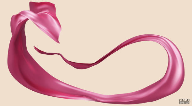 istock Flying pink silk textile fabric flag background. Smooth elegant pink Satin Isolated on beige Background for grand opening ceremony. Pink curtain. 3d vector illustration 1500911069