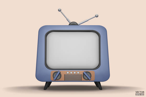 istock 3D render dark blue Vintage Television Cartoon style isolate on  background. Minimal Retro TV. Dark Blue analog TV. Old TV set with antenna. 3d vector illustration. 1500911913