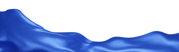 istock Blue silk textile fabric flag background with copy space. Smooth elegant blue Satin for grand opening ceremony. Blue curtain. 3d vector illustration. 1500911961