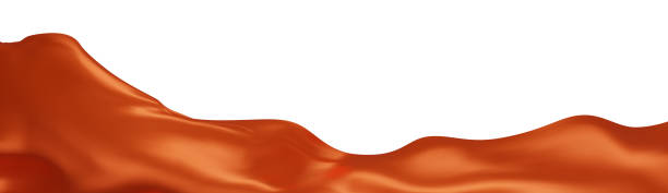 istock Orange silk textile fabric flag background with copy space. Smooth elegant orange Satin for grand opening ceremony. Orange curtain. 3d vector illustration. 1500912184