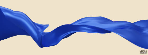istock Flying blue silk textile fabric flag background. Smooth elegant blue Satin Isolated on beige Background for grand opening ceremony. Blue curtain. 3d vector illustration. 1500914374