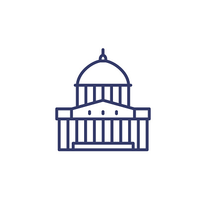 capitol building line icon on white