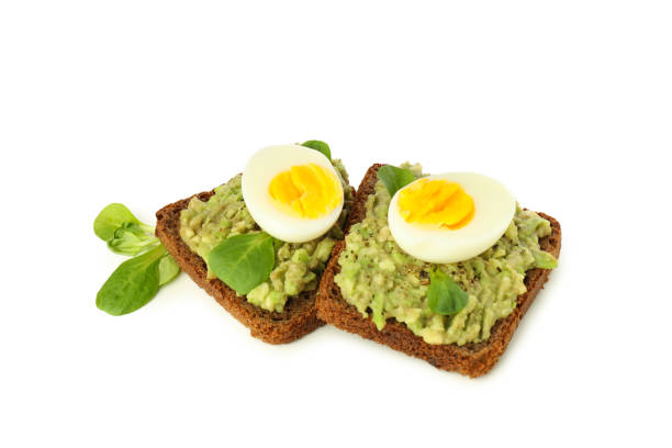 istock Tasty sandwiches with egg isolated on white background 1500915953