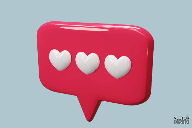istock 3D red Chat bubble speech icon with white hearts isolated on backgrounds. love social media notifications. Social media speech bubble with heart. 3D Vector illustration. 1500917233