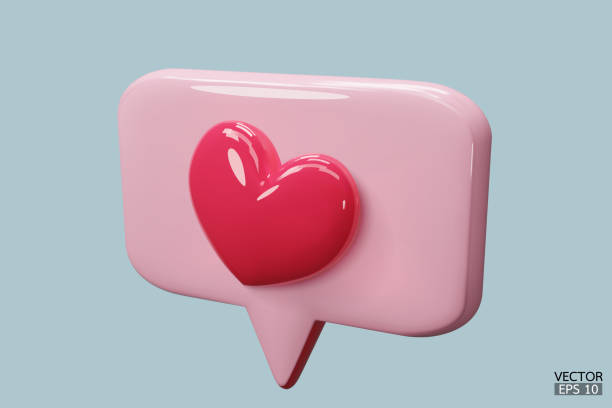 istock 3D Chat pink bubble speech icon with red hearts isolated on backgrounds. love social media notifications. Social media speech bubble with heart. 3D Vector illustration. 1500917254