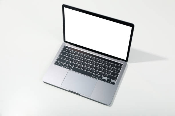 istock Concept of workplace, laptop with empty screen 1500917624