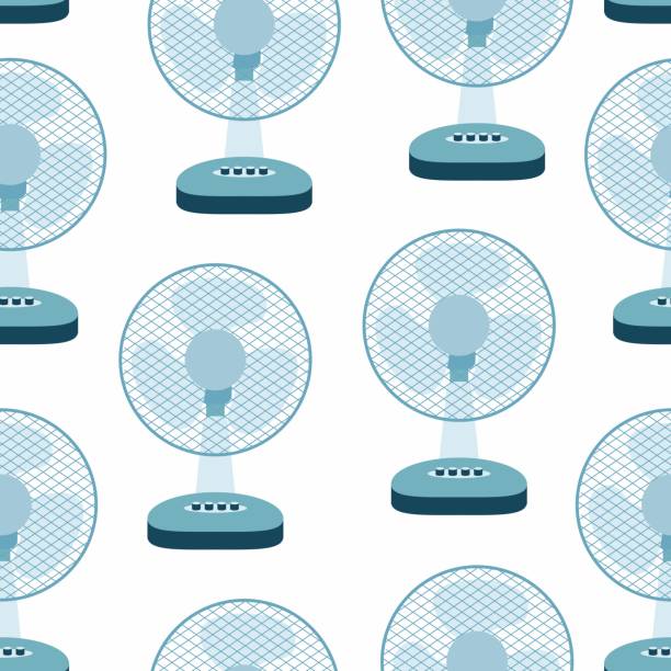 Blue Electric fan icon isolated seamless pattern on white background. Vector Illustration Blue Electric fan icon isolated seamless pattern on white background. Vector Illustration. ventilator background stock illustrations