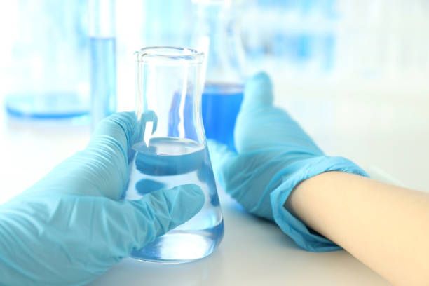 istock Concept of science with test tubes, close up 1500918790