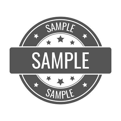 Sample stamp, seal. Vector badge, icon template. Illustration isolated on white background.