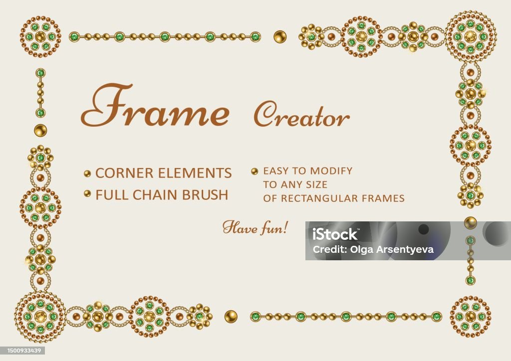 Word Pattern Creator Frame Frame Creator With Jewelry Elements Pattern Brush Stock Illustration ...