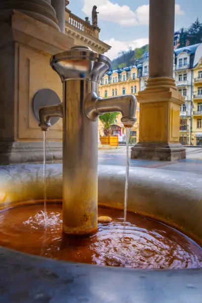 Public medieval fountain, Mill Colonnade, Karlovy Vary, Czech Republic