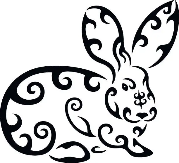 Vector illustration of Rabbit tattoo