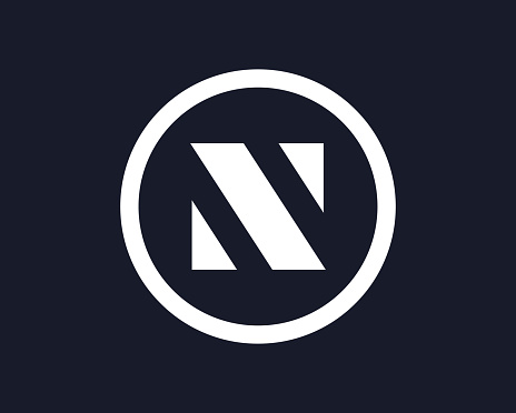 N letter logo design with circle design