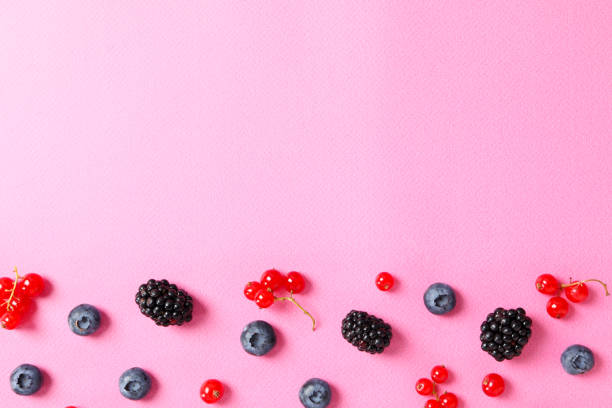 Concept of fresh food, berries, space for text
