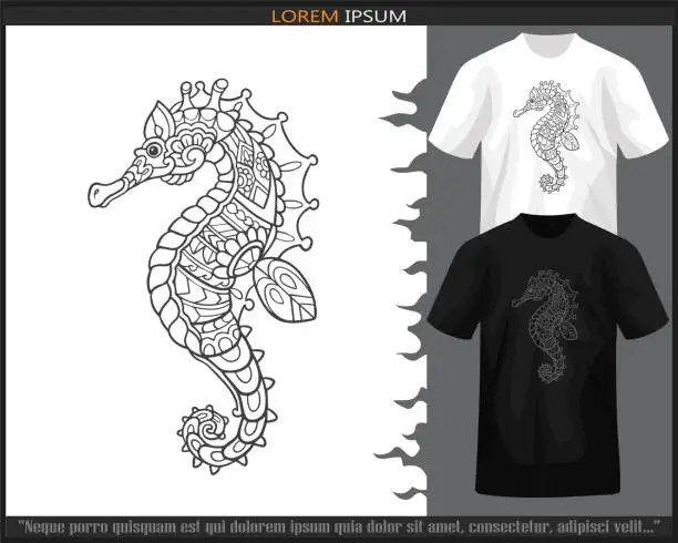 Vector illustration of seahorse Mandala arts. isolated on white background.