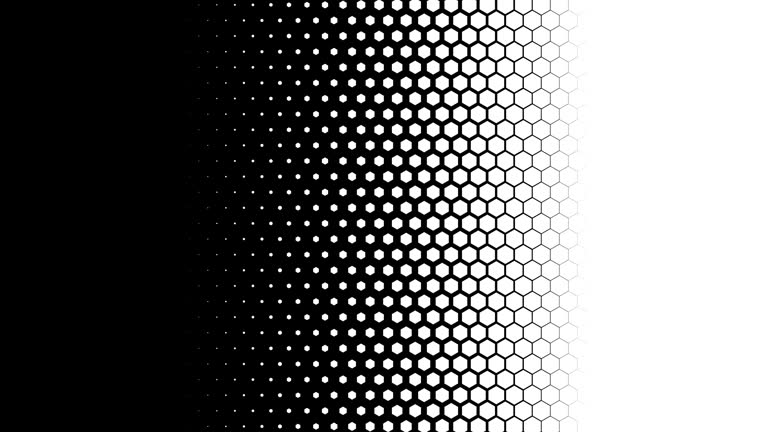 Seamless loop. Transition mask. Black hexagon cells motion.