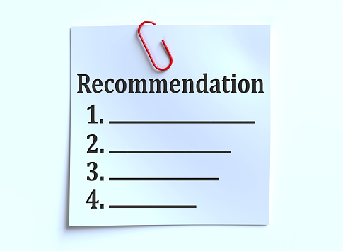 Recommendation word on paper