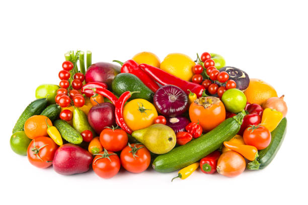 istock vegetables and fruits isolated on white background. 1500951708