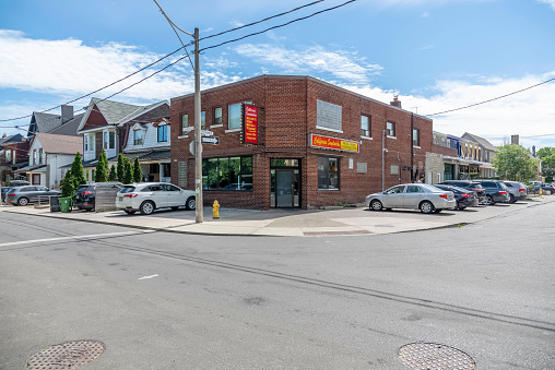 Toronto, Ontario, Canada - June 22, 2023: The exterior of the original location of California Sandwiches, a local landmark restaurant.