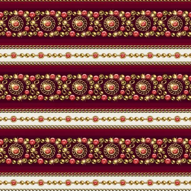 Vector illustration of Seamless striped pattern with jewelry elements