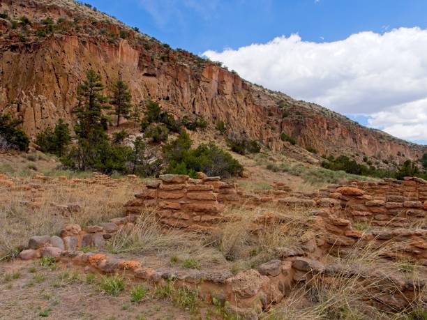 istock Ancient stone walls at the base of cliffs in Bandelier national monument 1500968049