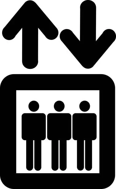 Vector illustration of Lift vector icon, Elevator icon, aiga, up and down