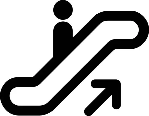Vector illustration of Escalator up Sign AIGA