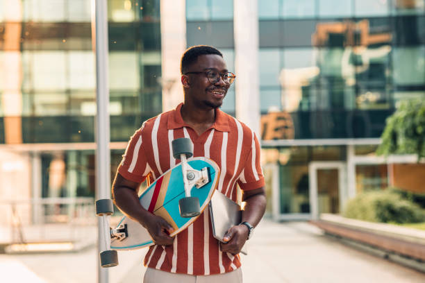 istock Modern African American entrepreneur with skateboard 1500978187