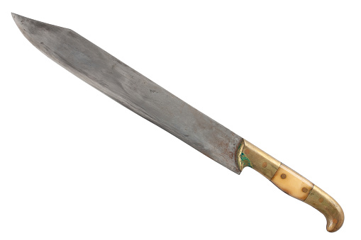 Retro vintage hunting knife isolated on white background