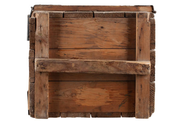 istock Army ammunition wooden crate. Text in russian - type of ammunition, projectile caliber, projectile type, number of pieces and weight. 1500984293