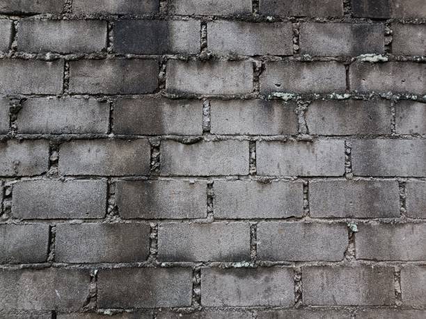 istock high quality texture background, old building wall background with black stained gray bricks 1500984862